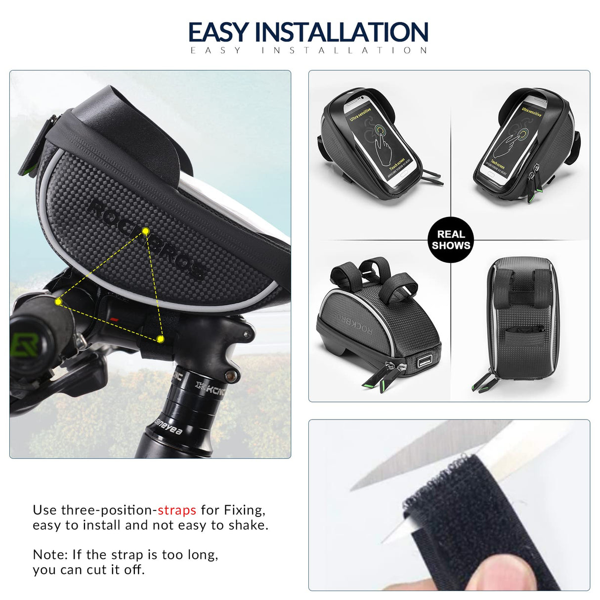 ROCKBROS Bike Front Frame HandlebarWaterproof Bag below 6.5"