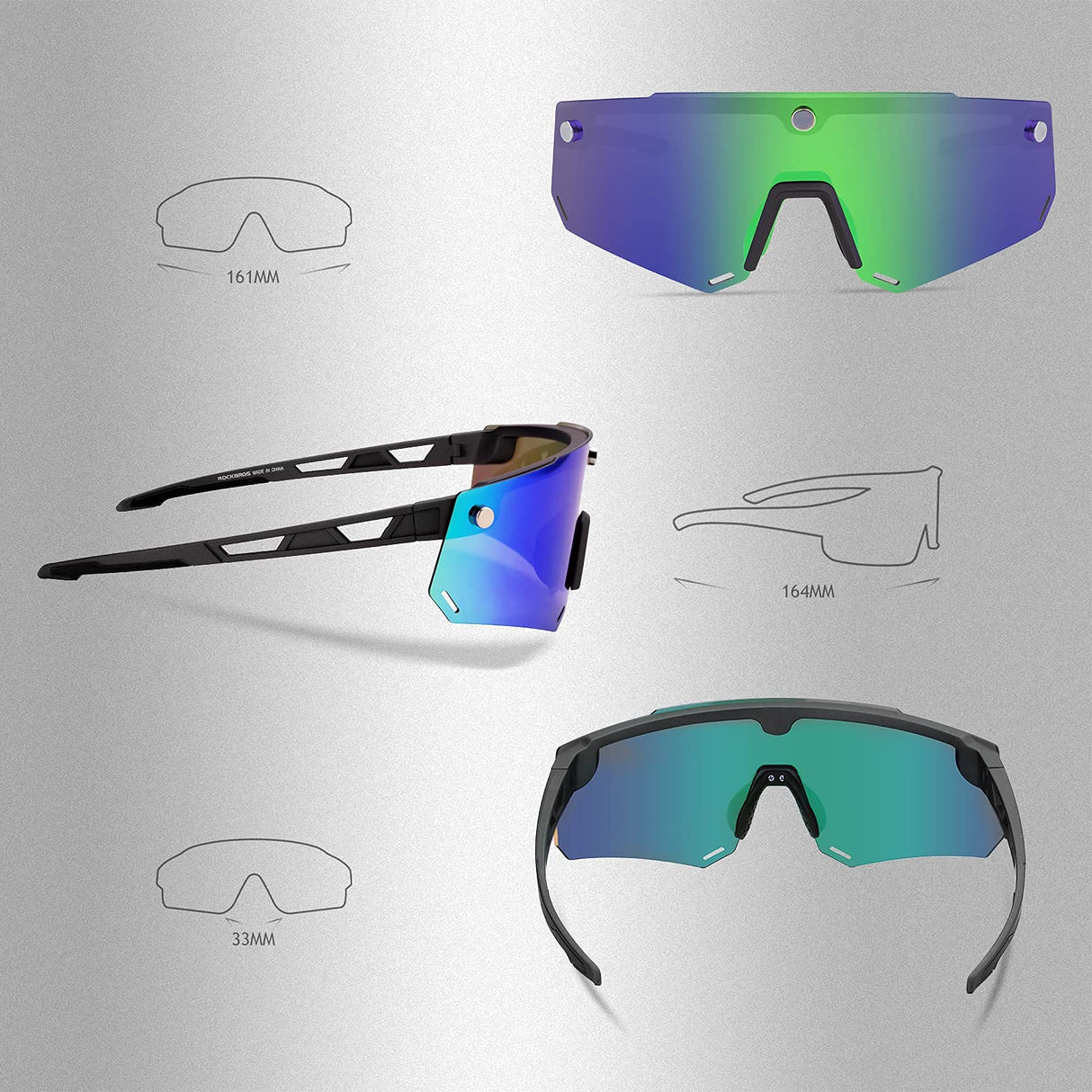 Unisex Polarized Cycling Glasses with 2 Replaceable Lenses