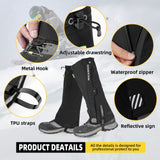 ROCKBROS Snow Boot Leg Gaiters, Waterproof Hiking Gaiters for Winter Sports and Snow Shoes