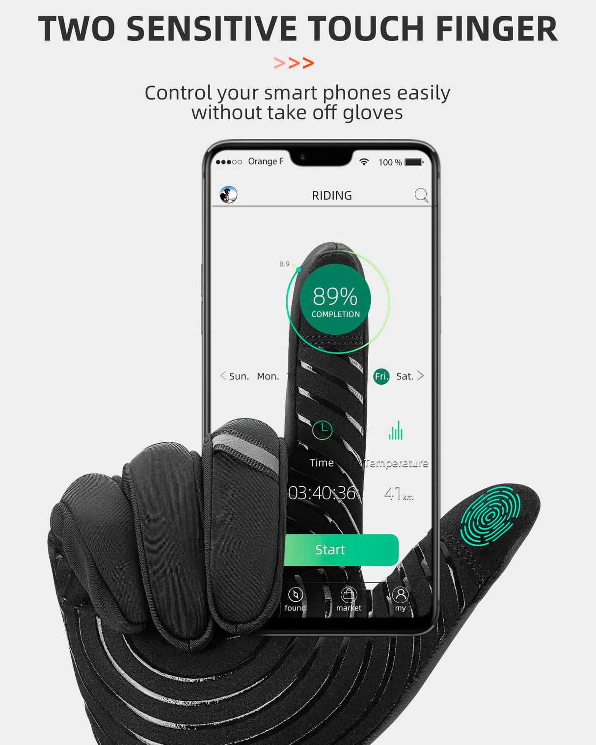 ROCKBROS Winter Cycling Thermal Running Ski Touchscreen Snow Gloves for Outdoor Sports