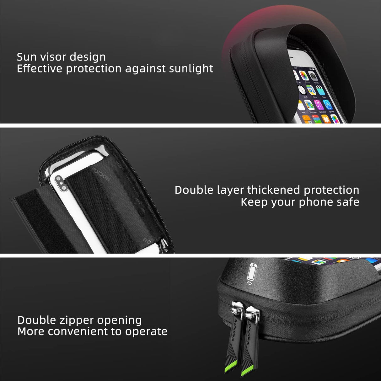 ROCKBROS Waterproof Bike Top Tube Bag - Phone Bag for 6.2” & Under