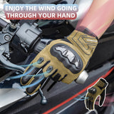 ROCKBROS Touchscreen Motorcycle Gloves, Full Finger Gear with Hard Carbon Fiber Shell