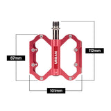 Lightweight Flat Platform MTB Pedals - Red