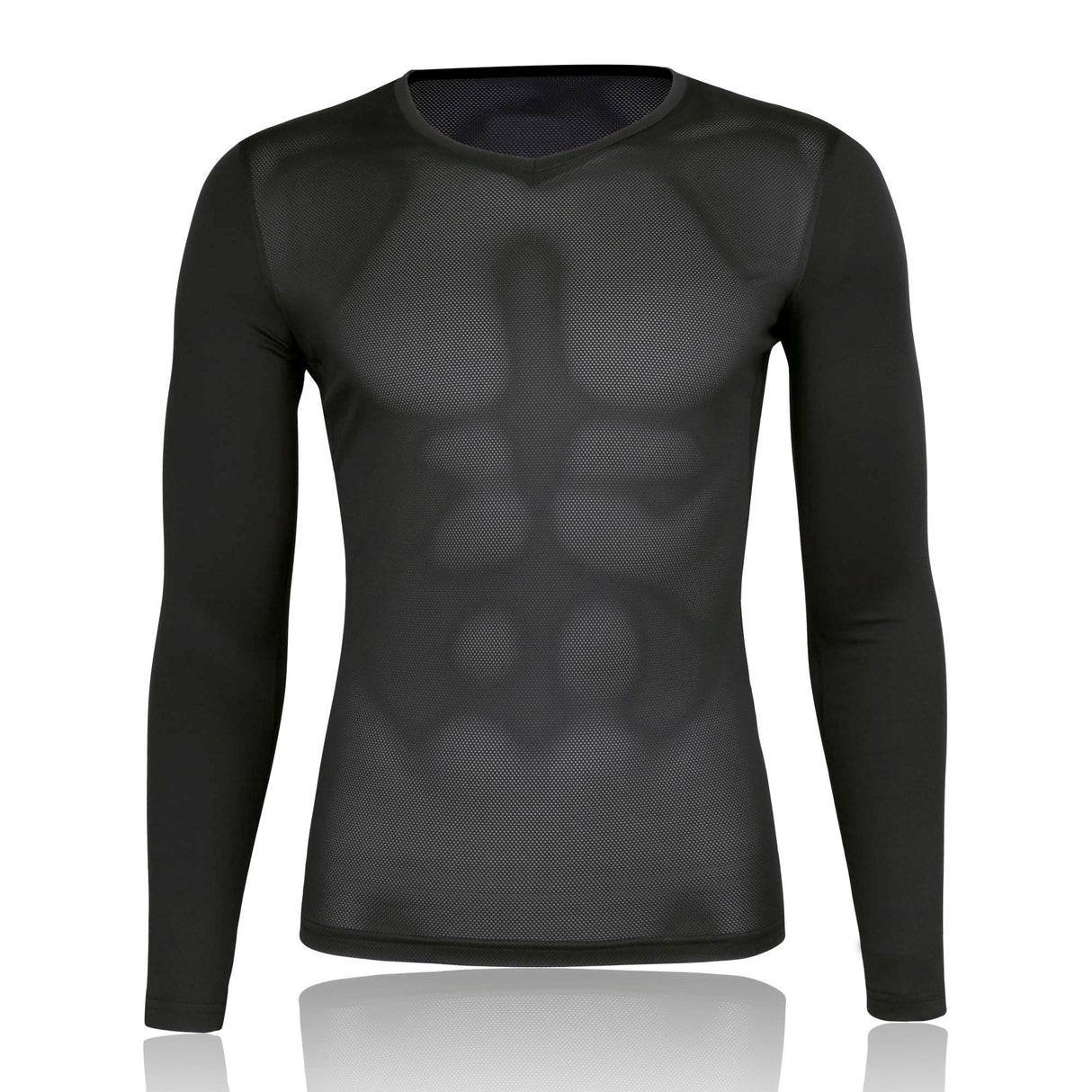 Men's Mesh Base Layer - Black Long Sleeve Cycling Undershirt