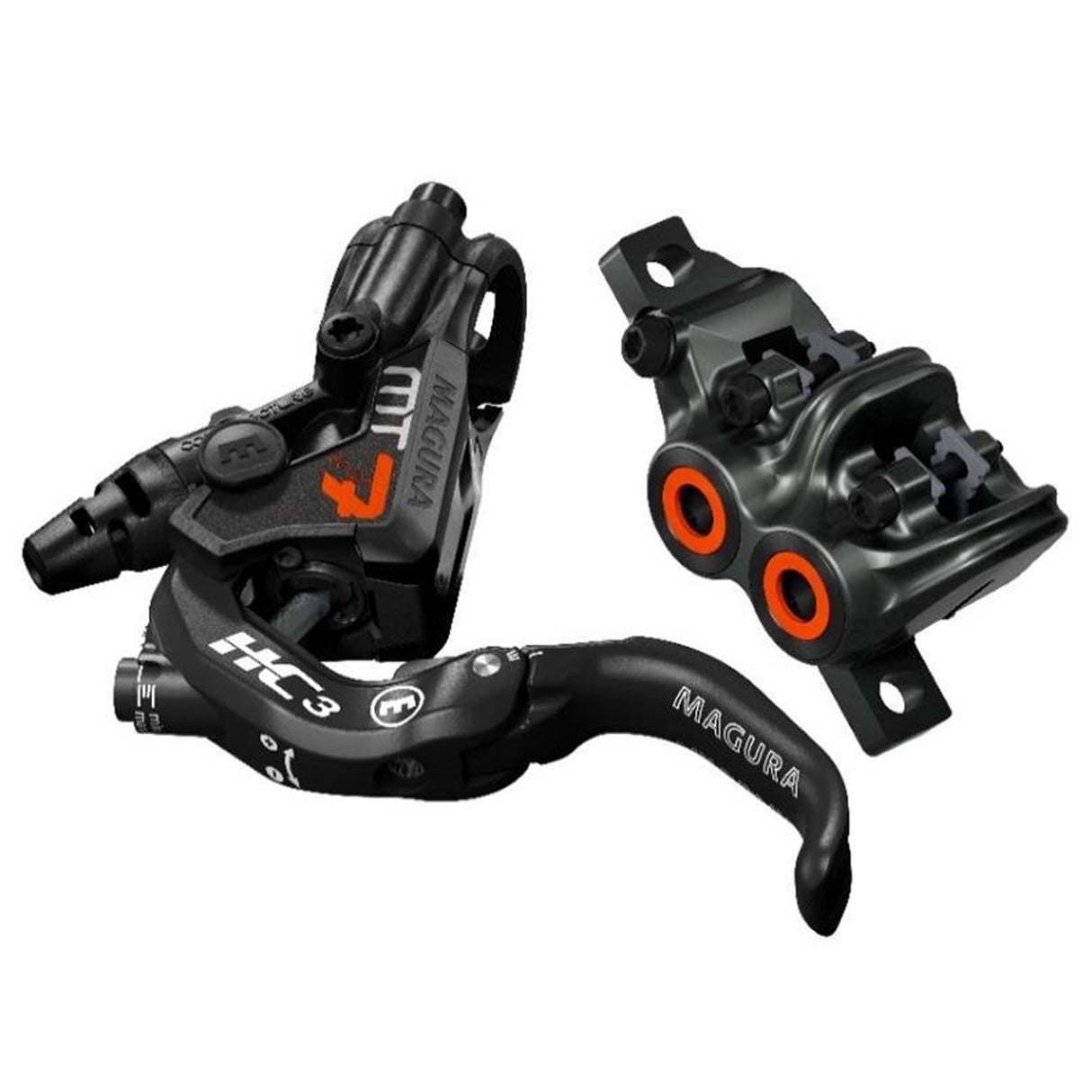 MT7 HC3 Carbon Disc Brake, PM, F or R, Carbon/Orange