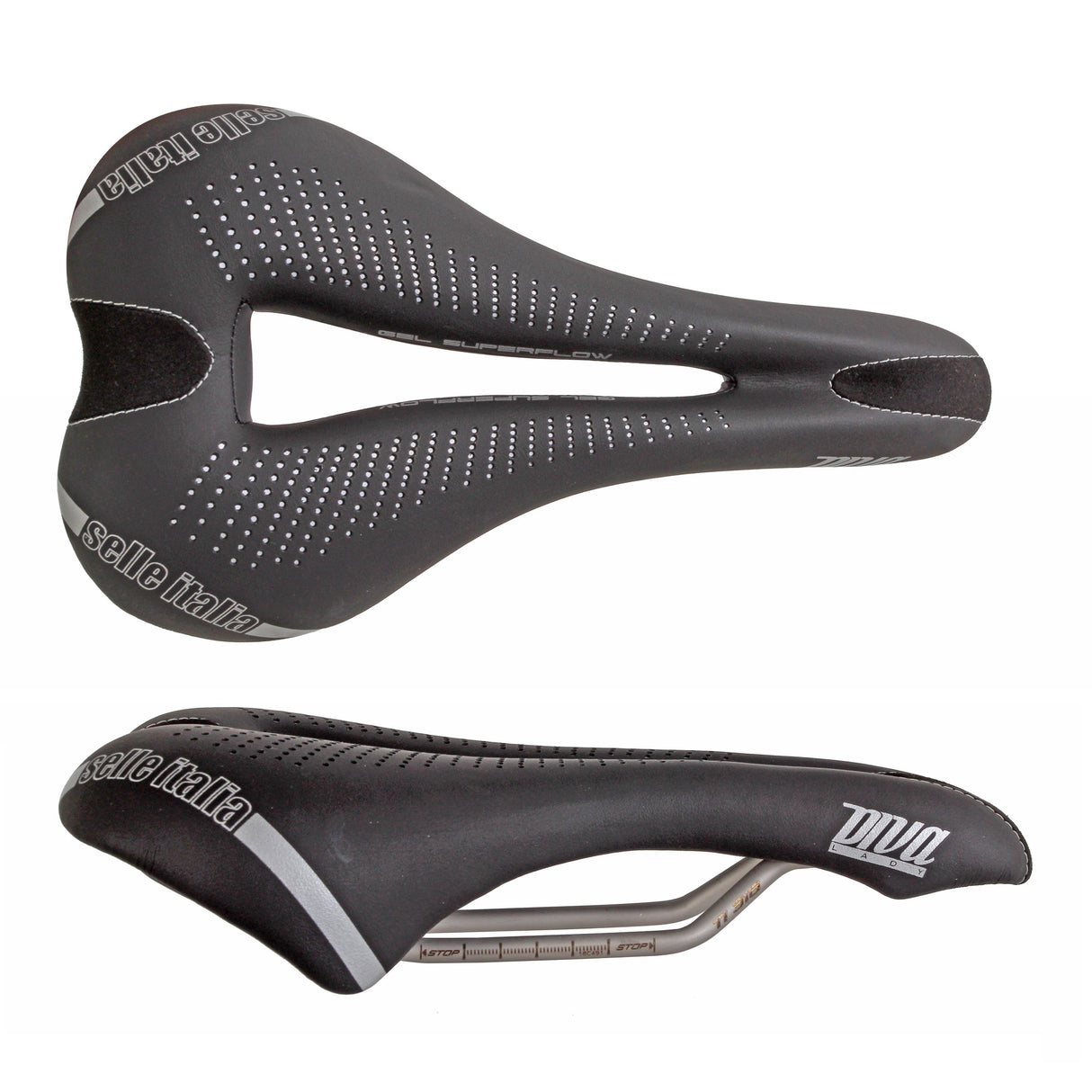 Diva Gel Flow Saddle L , L3, Ti 316 Rail - Black