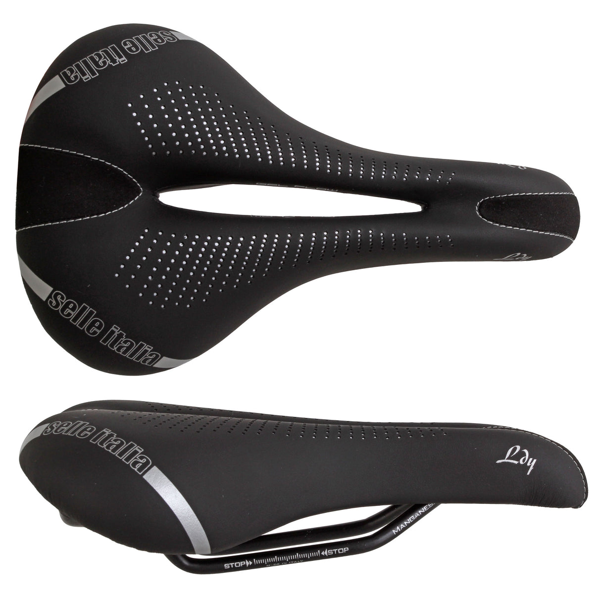 Lady Gel Flow Saddle L, L2, Manganese Rail - Black