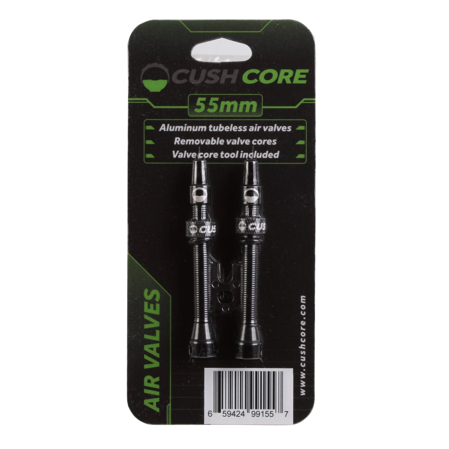 CushCore Tubeless Presta Valve Set - 55mm Black