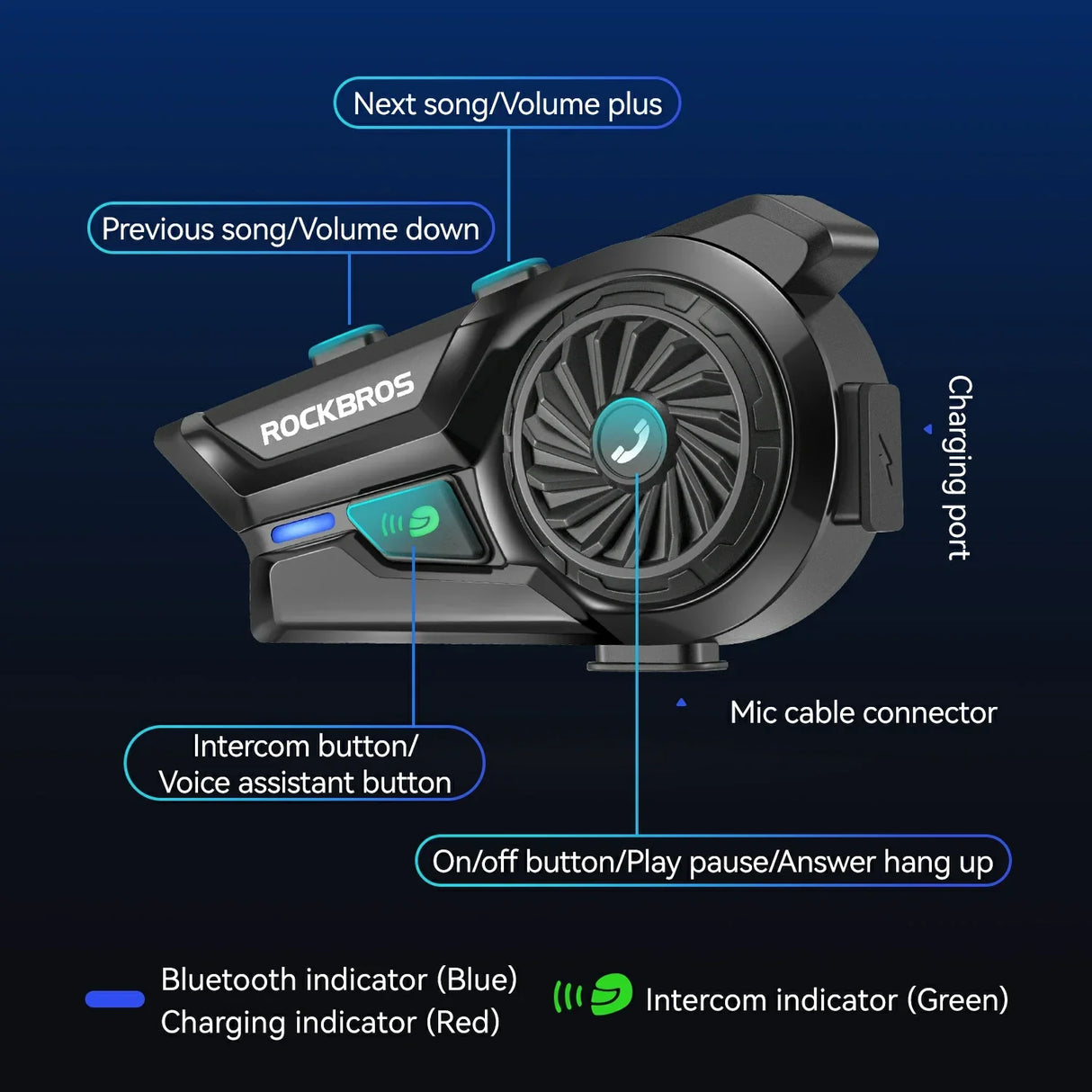 R1 Motorcycle Bluetooth Communication Headset Helmet Speakers