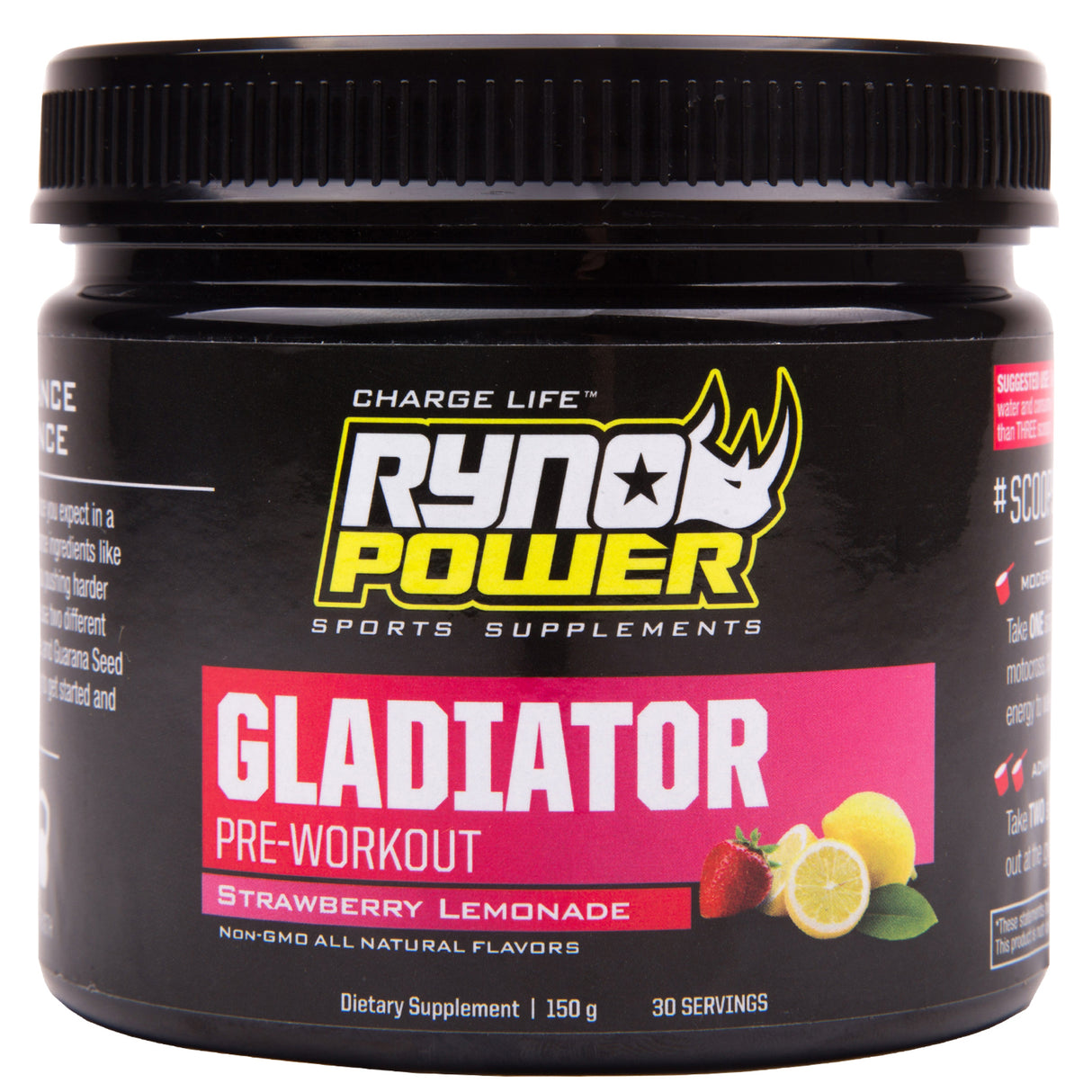 Gladiator Pre-Ride Powder, 150g - Strawberry Lemonade