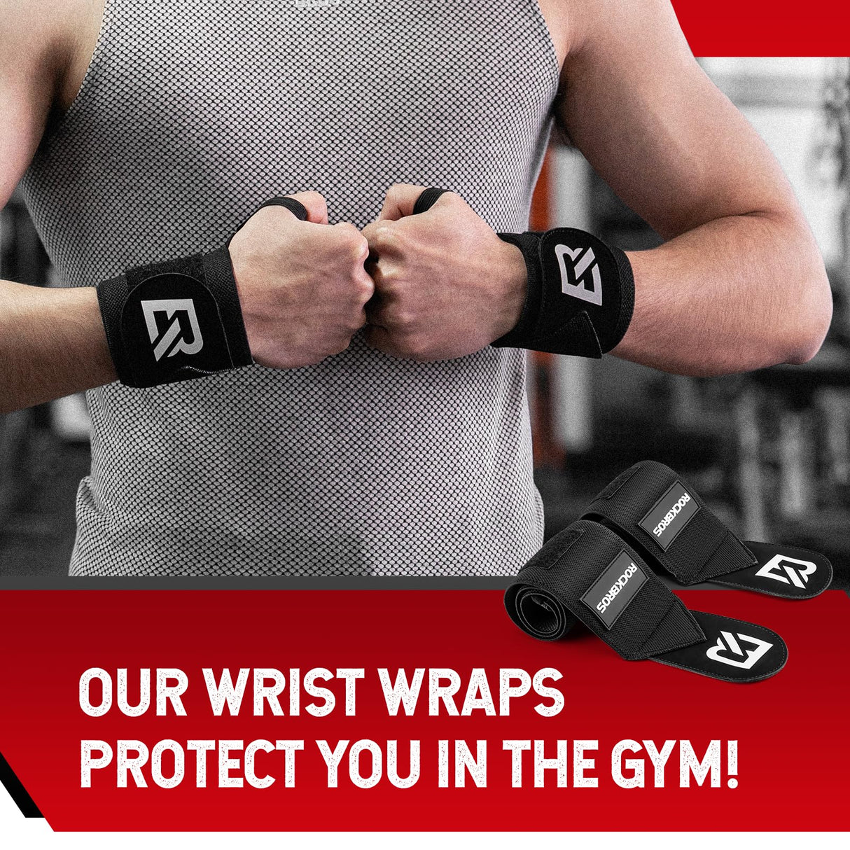 ROCKBROS 22” Wrist Wraps with Thumb Loop Premium Quality for Weightlifting