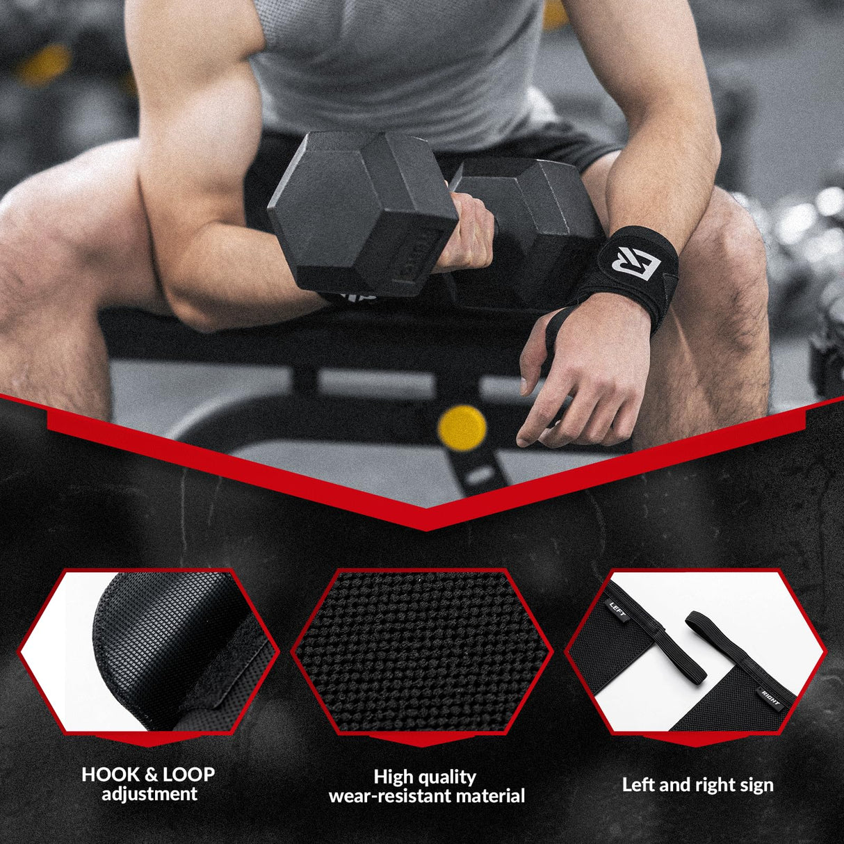 ROCKBROS 22” Wrist Wraps with Thumb Loop Premium Quality for Weightlifting