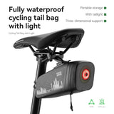ROCKBROS Bike Saddle Bag Waterproof with Brake Sensor Tail Light