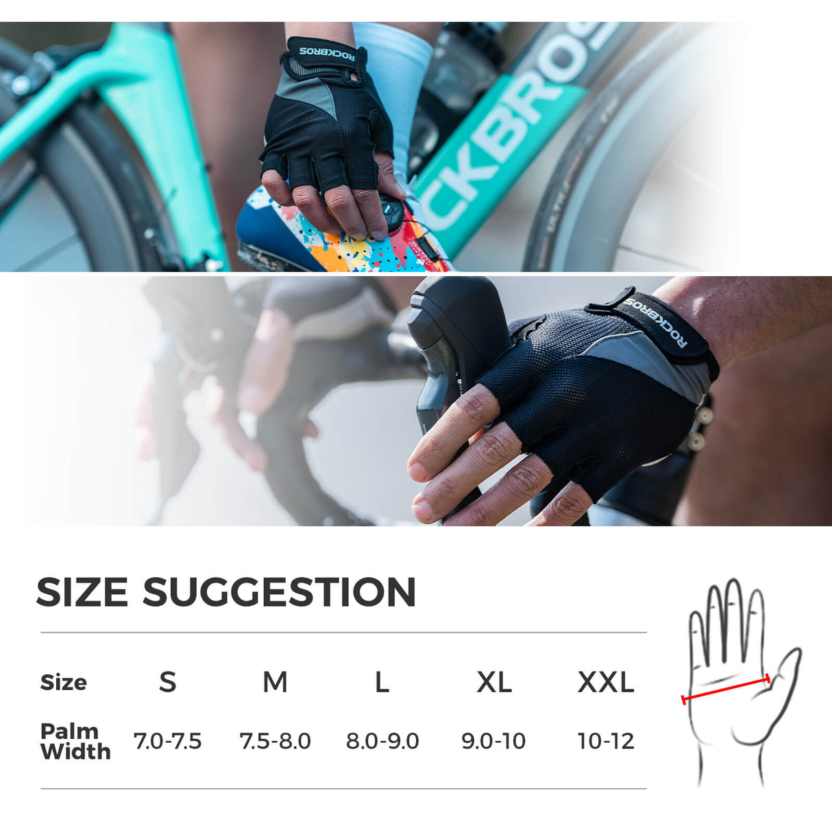 ROCKBROS Breathable Half Finger Cycling Gloves for Summer Rides