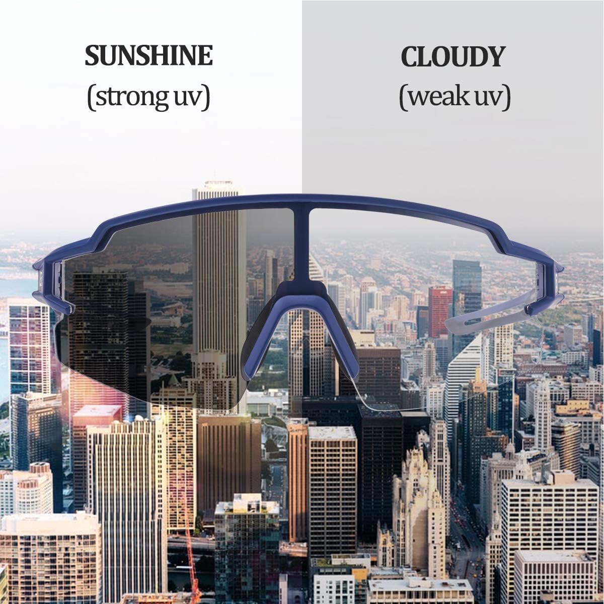 Half-Frame Photochromic Sports Sunglasses (UV400)