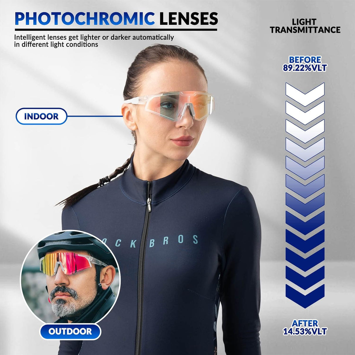 Half-Frame Photochromic Sports Sunglasses (UV400)