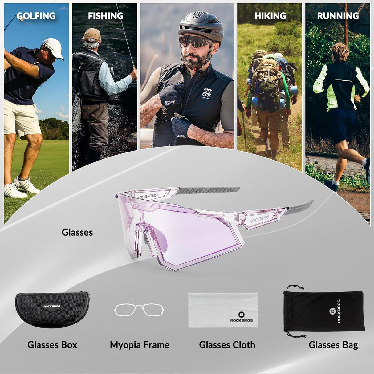 Half-Frame Photochromic Sports Sunglasses (UV400)