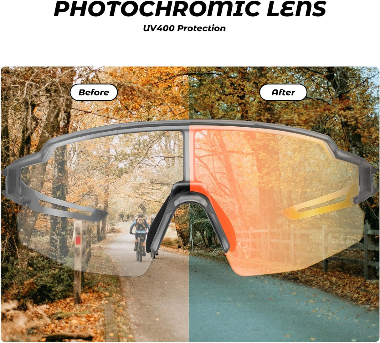 Half-Frame Photochromic Sports Sunglasses (UV400)