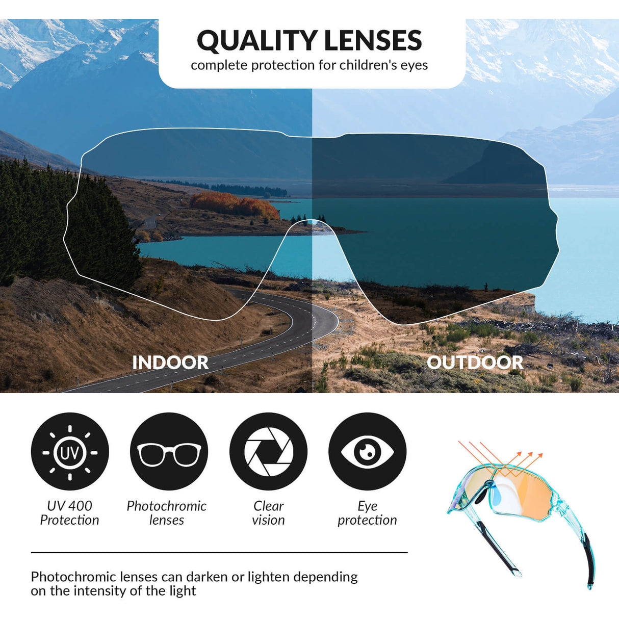 Kids Photochromic Cycling Sunglasses