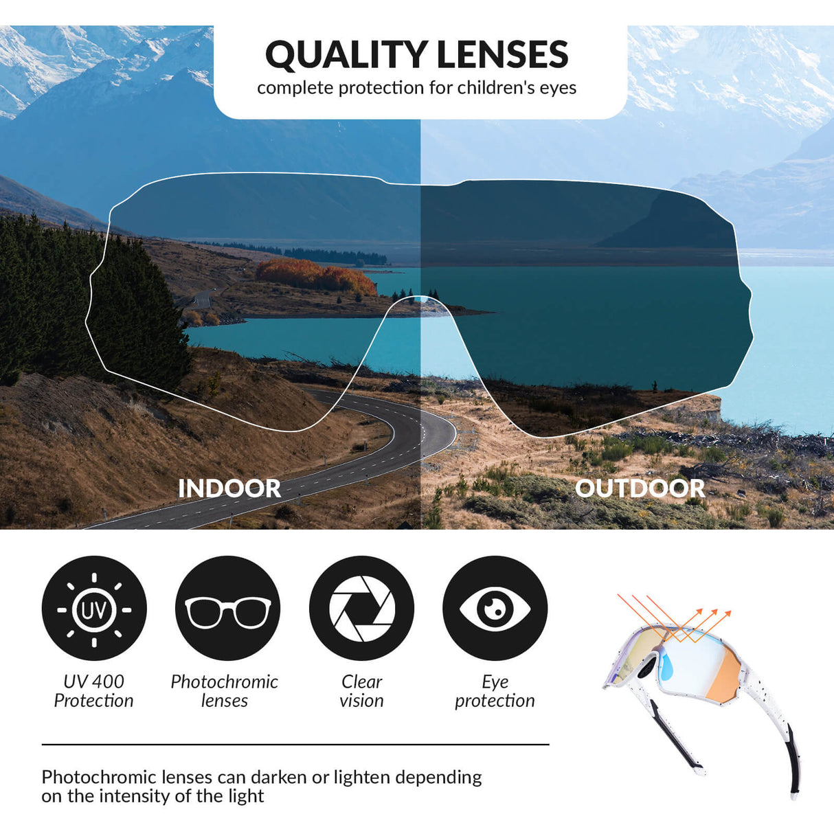 Kids Photochromic Cycling Sunglasses