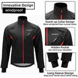 ROCKBROS Winter Cycling Jacket Thermal Fleece Windproof Jacket Running Biking Hiking