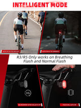 ROCKBROS R3/R5 Smart Bike Tail Light Brake Sensing IPX6 Waterproof USB-C Rechargeable
