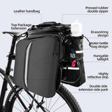 ROCKBROS Bike Rack Bag Waterproof Carbon Leather Rear Seat Cargo Pack 34L