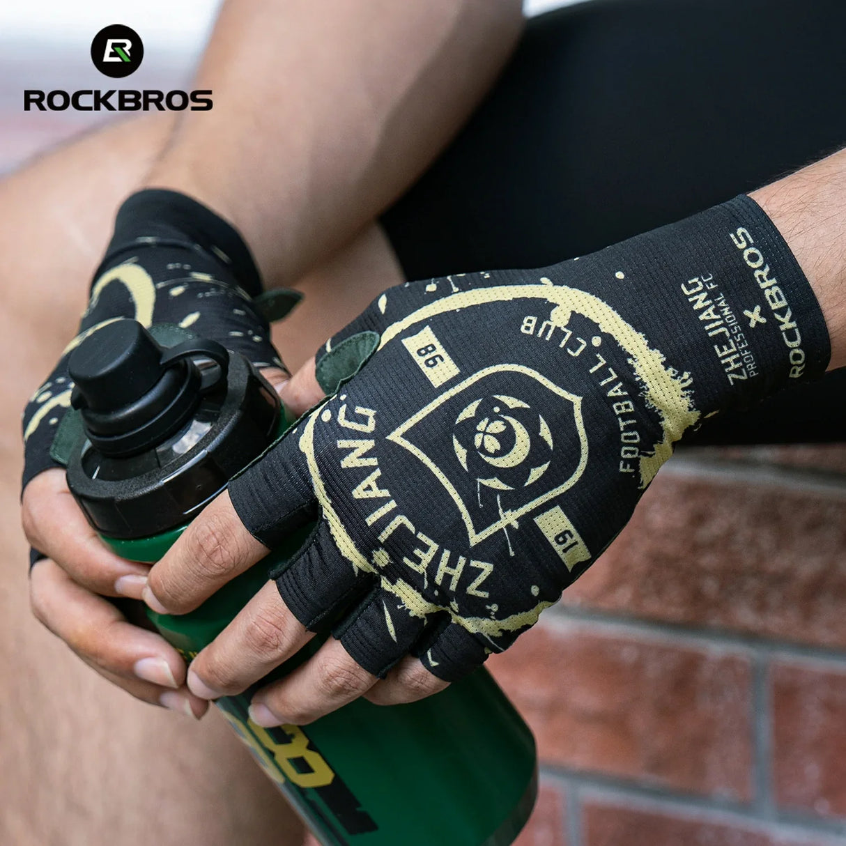 ROCKBROS × Zhejiang Professional FC Limited Edition Half-Finger Cycling Gloves