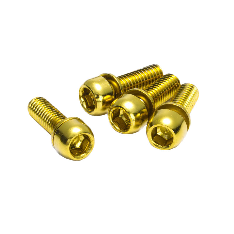 Disc Brake Caliper Bolts, M6x18, 4/Pack - Gold