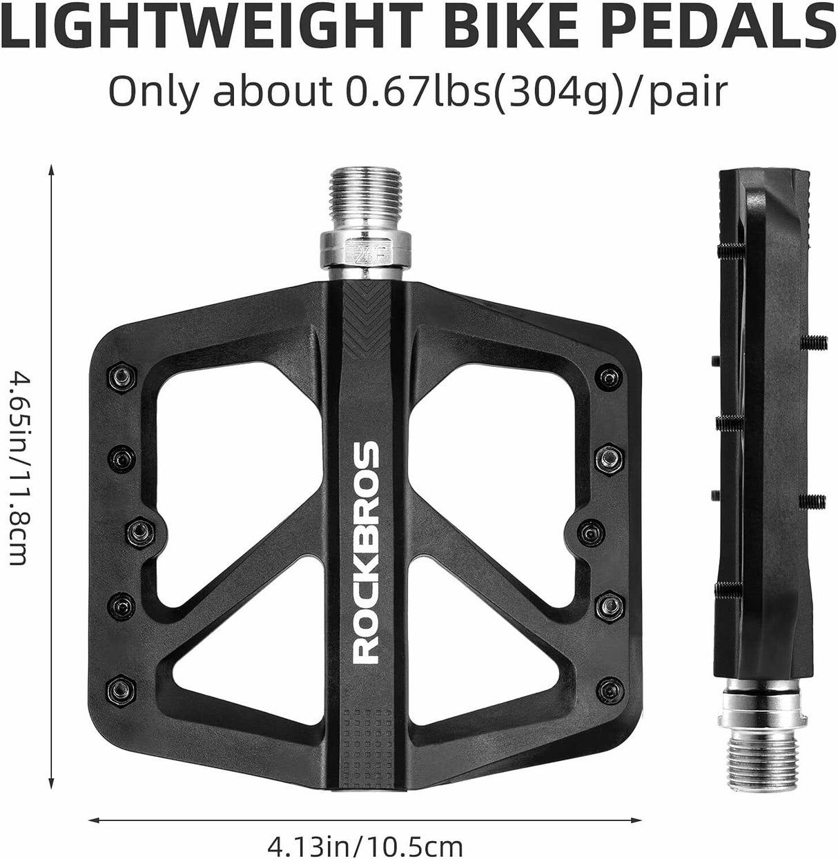 ROCKBROS Large Nylon Composite Bike Pedals in Black (Pair)