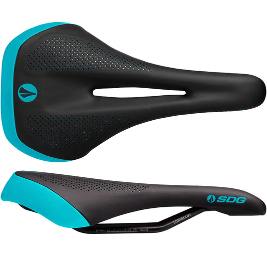 SDG Allure V2 Saddle Lux-Alloy Rails Black/Turq