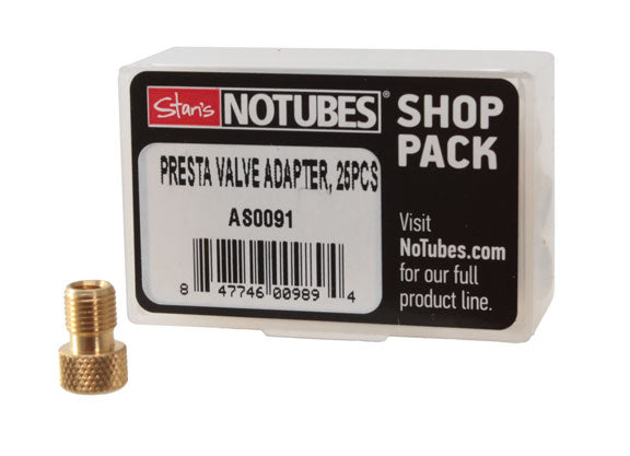 Presta Valve Adapter, Brass - 25/Count