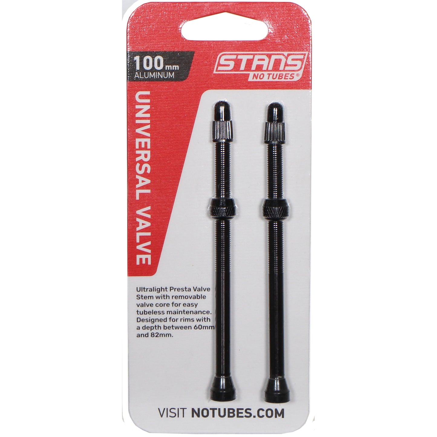 Stans Alloy Valve Stems - 100mm Pair Black