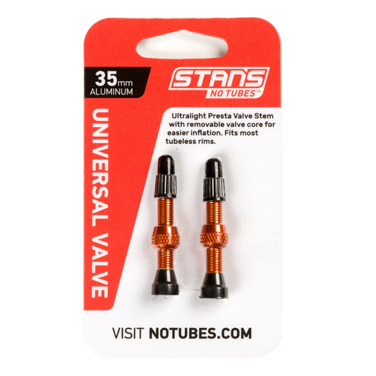 Stans Alloy Valve Stems - 35mm Pair Orange