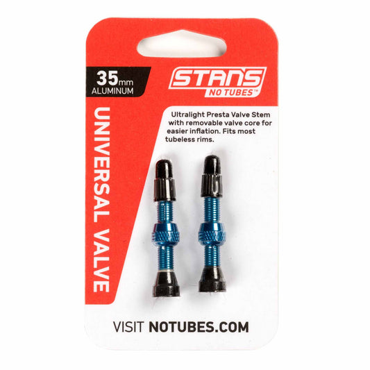 Stans Alloy Valve Stems - 35mm Pair Blue