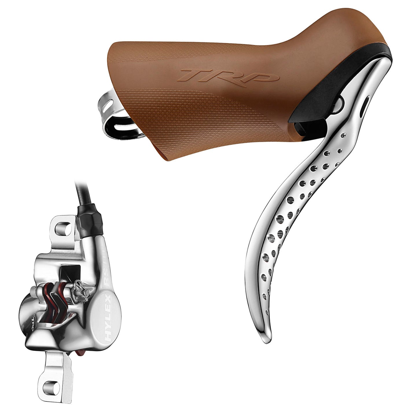 TRP Hylex RS Disc Brake Lever - Left Hand Lever Hydraulic Flat Mount Gum/Silver