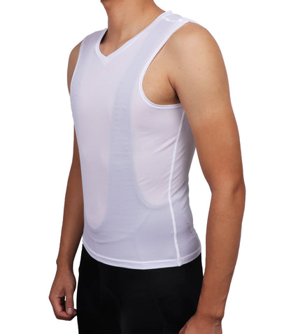 Men's Mesh Base Layer - White Sleeveless Cycling Undershirt