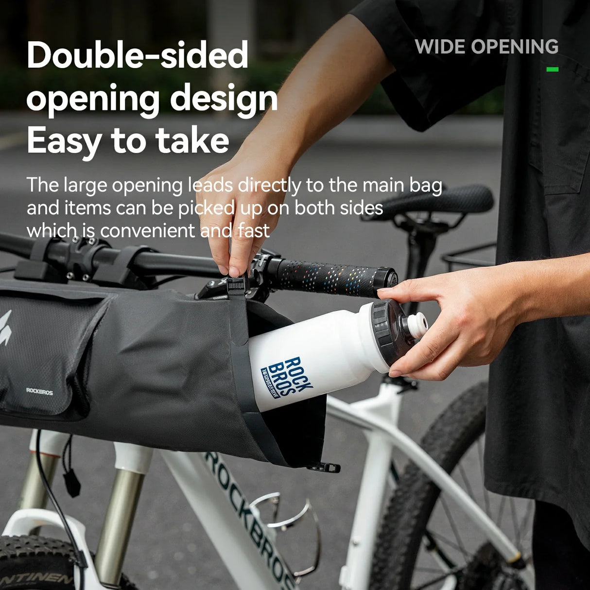 RideMate 100% Waterproof Bike Handlebar Bag 8L Double-sided Opening Expanded Capacity