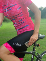 Women's Pro Series Pink Cycling Short Sleeve Jerseys / Bib Shorts