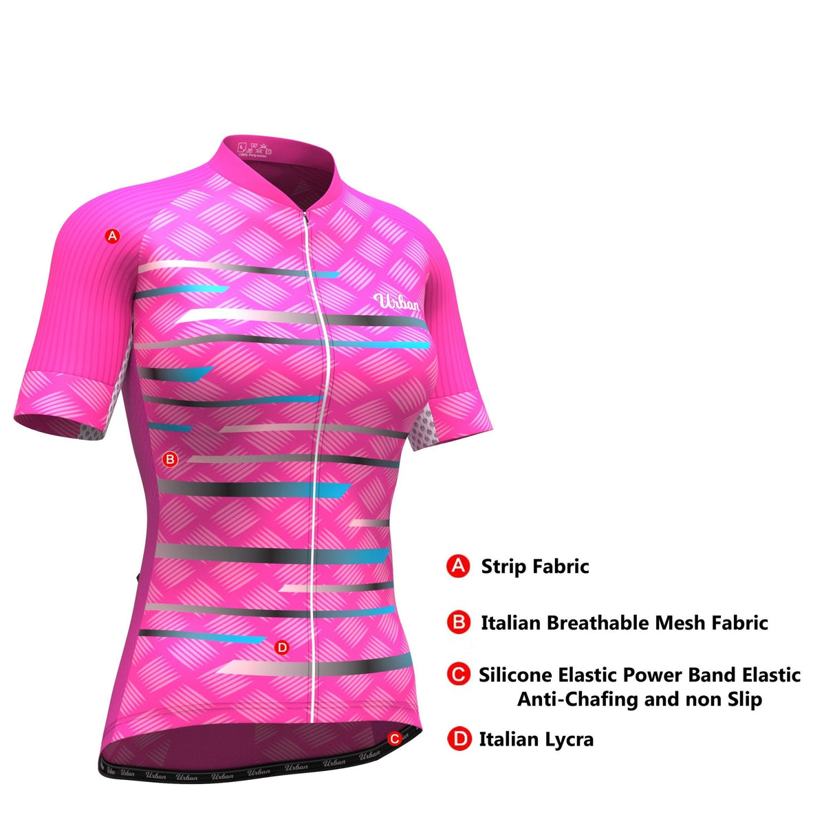 Women's Pro Series Pink Cycling Short Sleeve Jerseys / Bib Shorts
