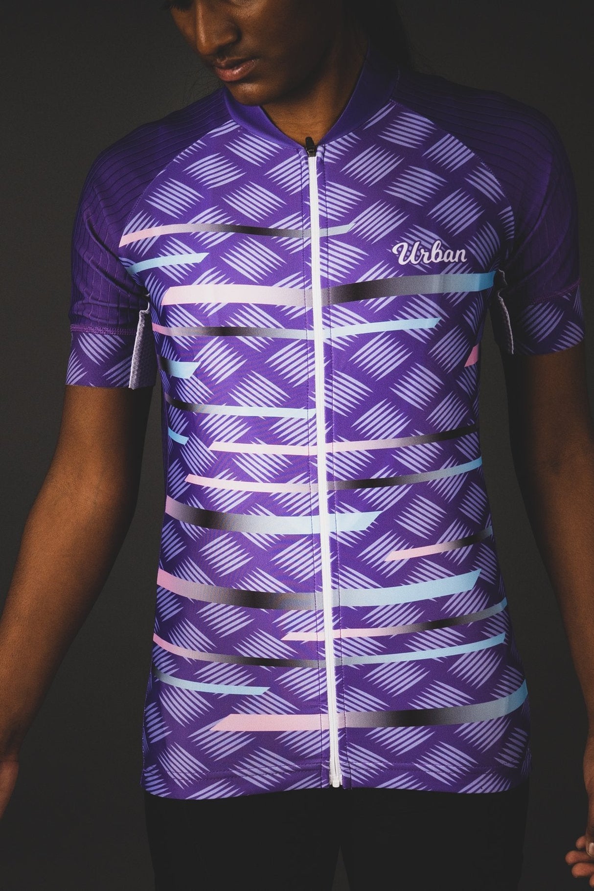 Women's Pro Series Purple Cycling Short Sleeve Jerseys / Bib Shorts