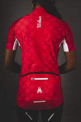 Women's Pro Series Red Cycling Short Sleeve Jerseys / Bib Shorts