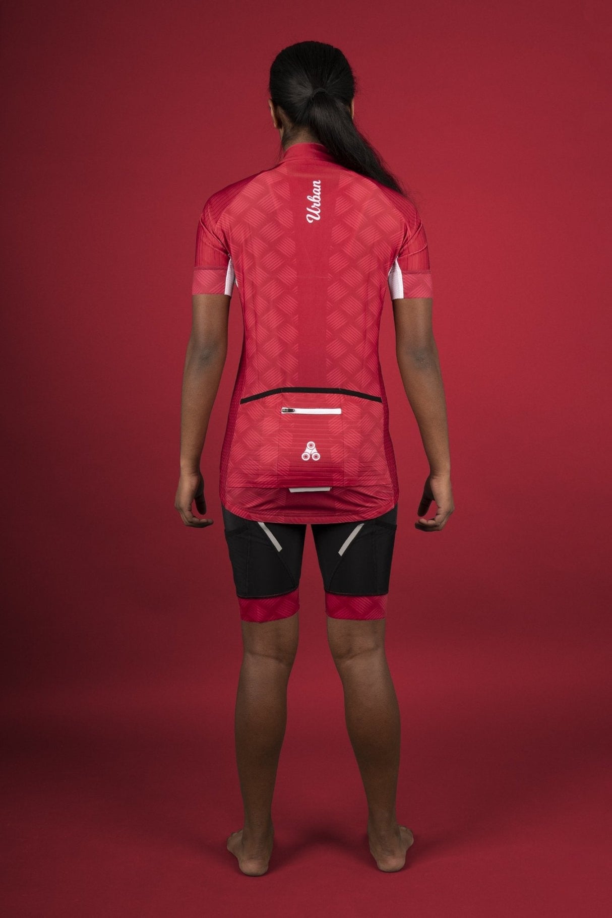 Women's Pro Series Red Cycling Short Sleeve Jerseys / Bib Shorts