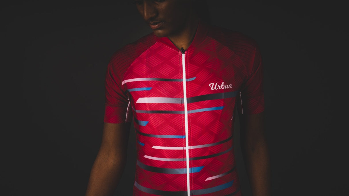 Women's Pro Series Red Cycling Short Sleeve Jerseys / Bib Shorts