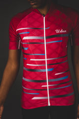 Women's Pro Series Red Cycling Short Sleeve Jerseys / Bib Shorts