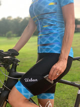 Women's Pro Series Teal Cycling Short Sleeve Jerseys / Bib Shorts