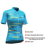 Women's Pro Series Teal Cycling Short Sleeve Jerseys / Bib Shorts