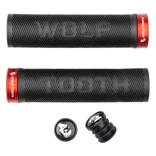 Wolf Tooth Components Echo Lock-On Grip Set Black/Red