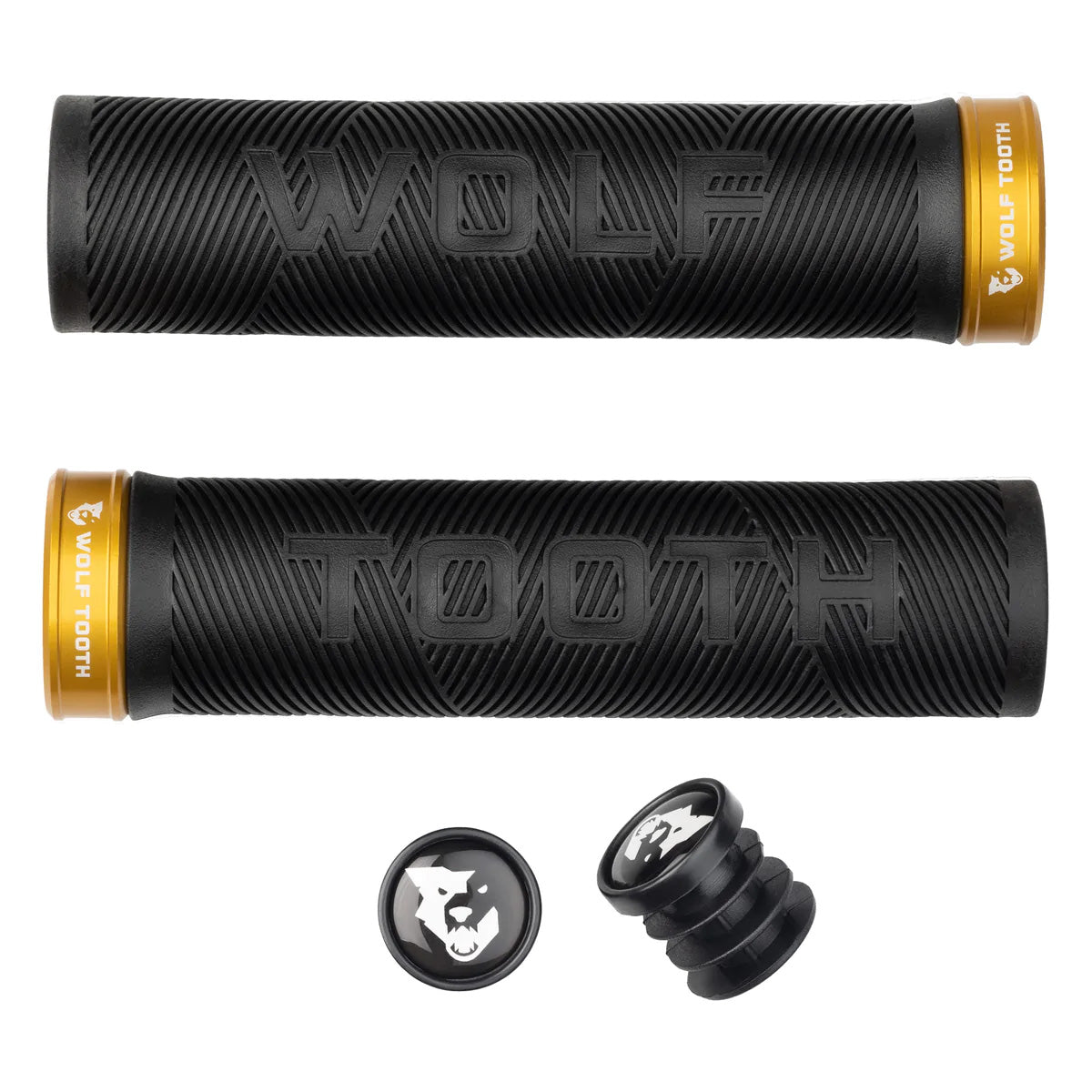 Wolf Tooth Components Echo Lock-On Grip Set Black/Gold