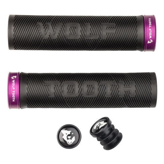 Wolf Tooth Components Echo Lock-On Grip Set Black/Purple